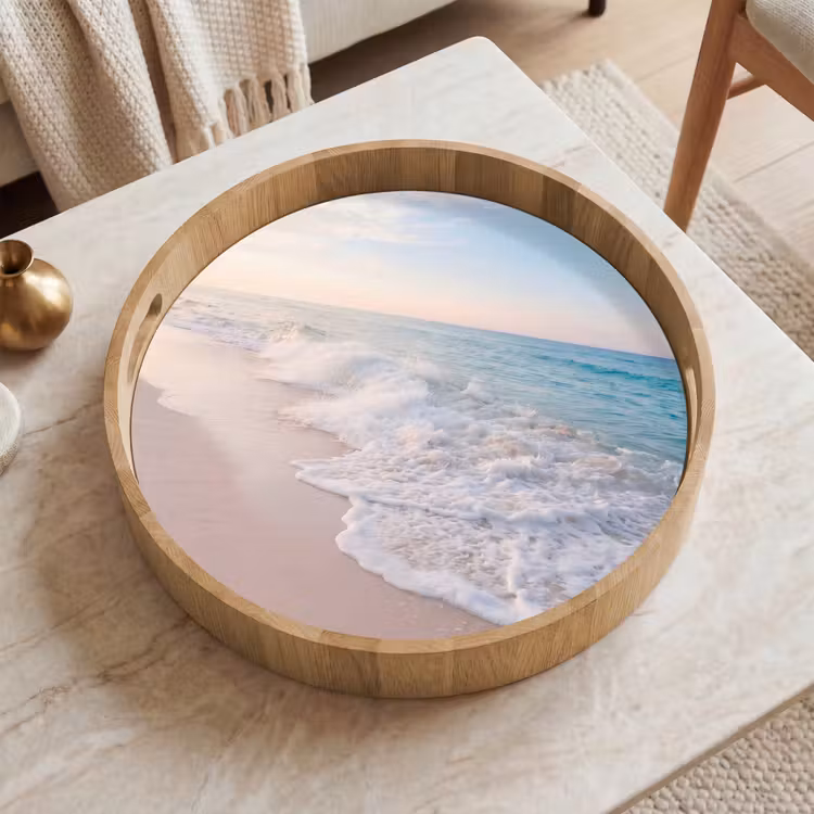 Dienblad - Zee - Golven - Strand - Natuur - Wit — 2