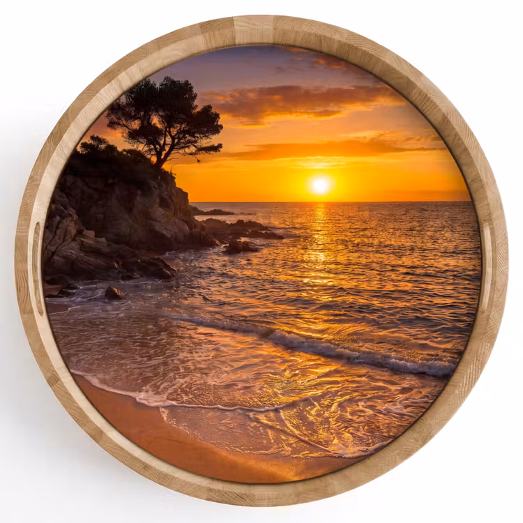 Dienblad - Zee - Kust - Zonsondergang - Natuur - Oranje — 1