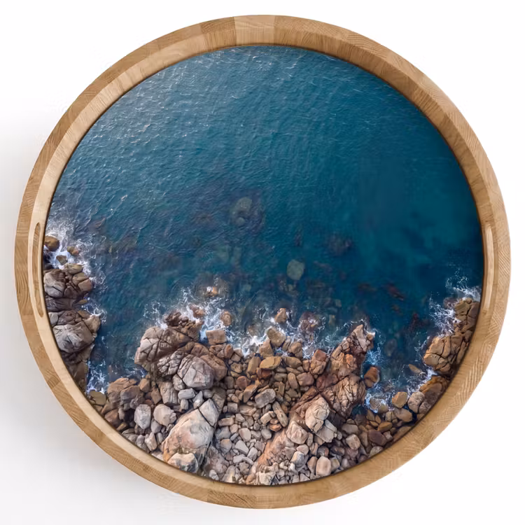 Dienblad - Zee - Kustlijn - Natuur - Abstract - Blauw — 1