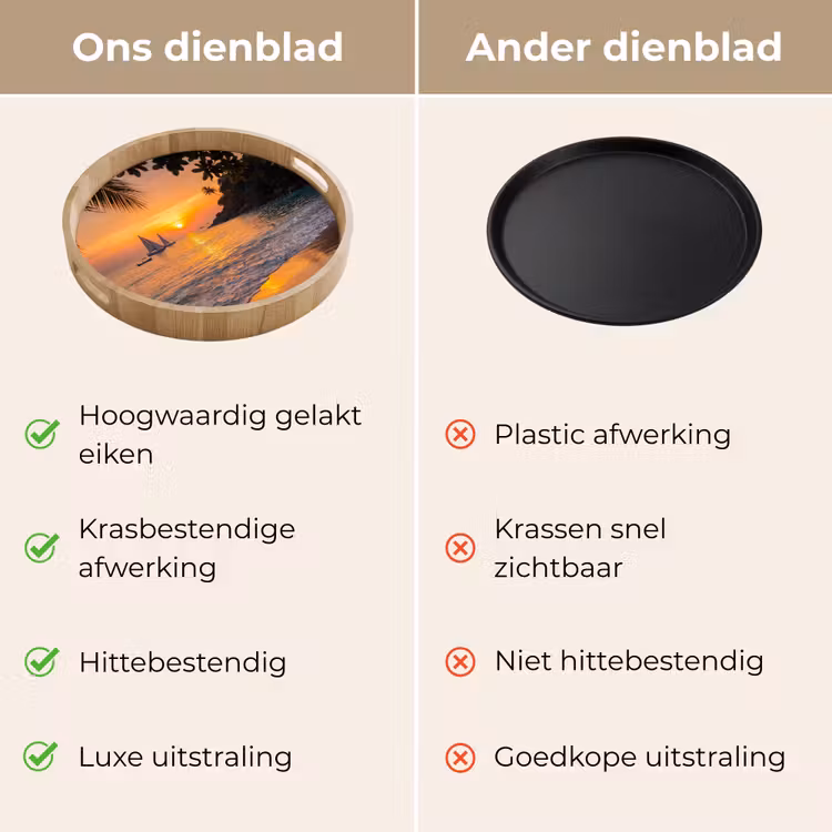 Dienblad - Zee - Zonsondergang - Boot - Natuur - Oranje — 3
