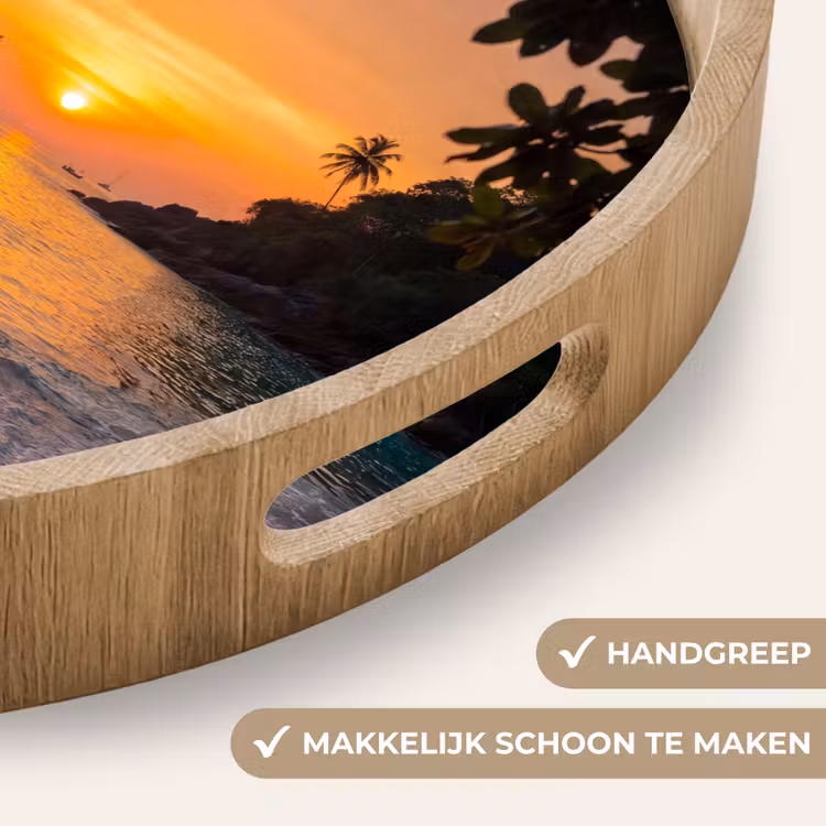 Dienblad - Zee - Zonsondergang - Boot - Natuur - Oranje — 5