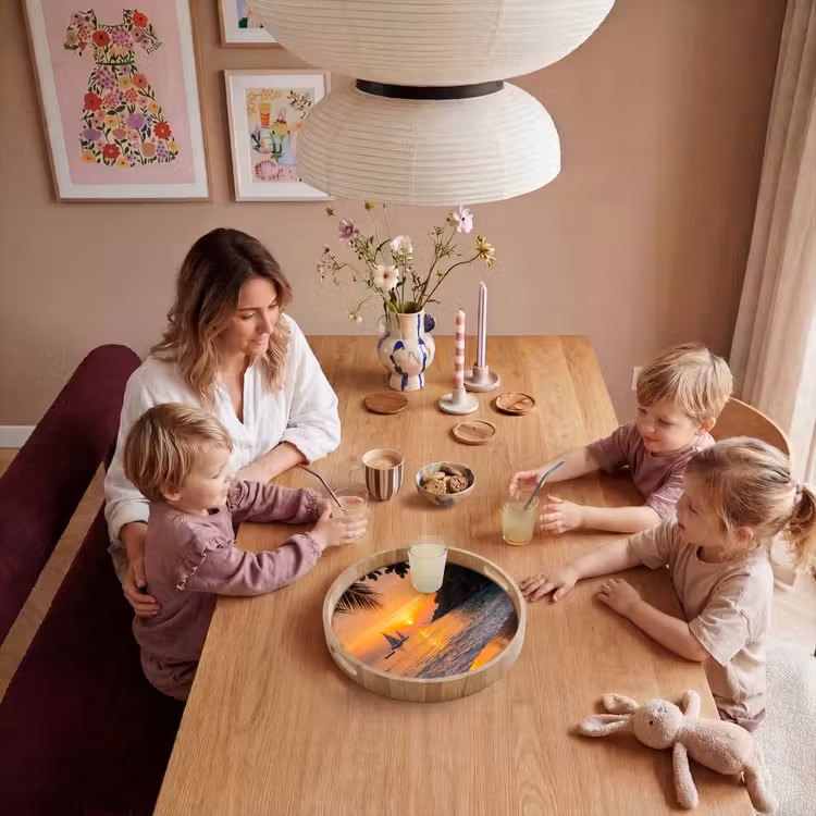 Dienblad - Zee - Zonsondergang - Boot - Natuur - Oranje — 7