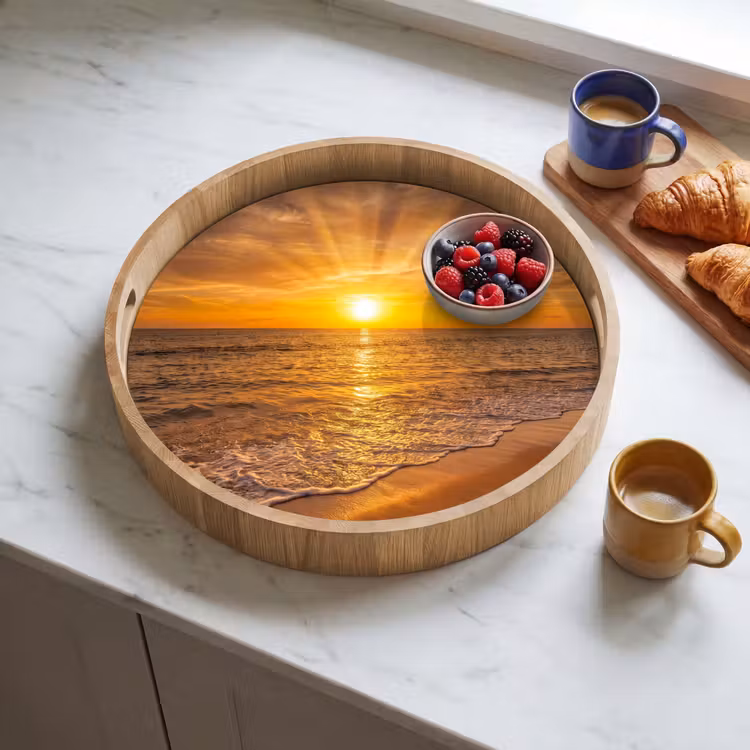 Dienblad - Zee - Zonsondergang - Golven - Kust - Oranje — 4
