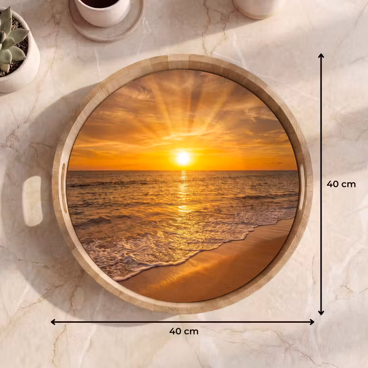 Dienblad - Zee - Zonsondergang - Golven - Kust - Oranje — 9