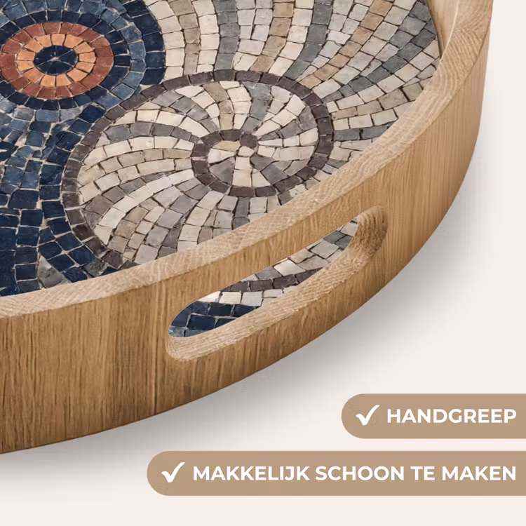 Dienblad - Zeeleven - Mozaïek - Kunst - Vintage - Beige — 5
