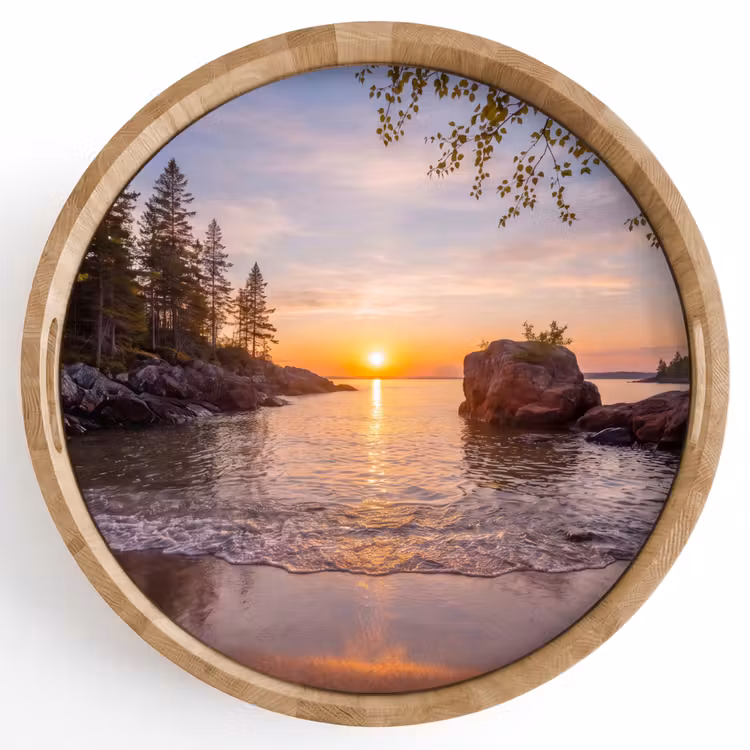 Dienblad - Zonsondergang - Kust - Water - Natuur - Oranje — 1
