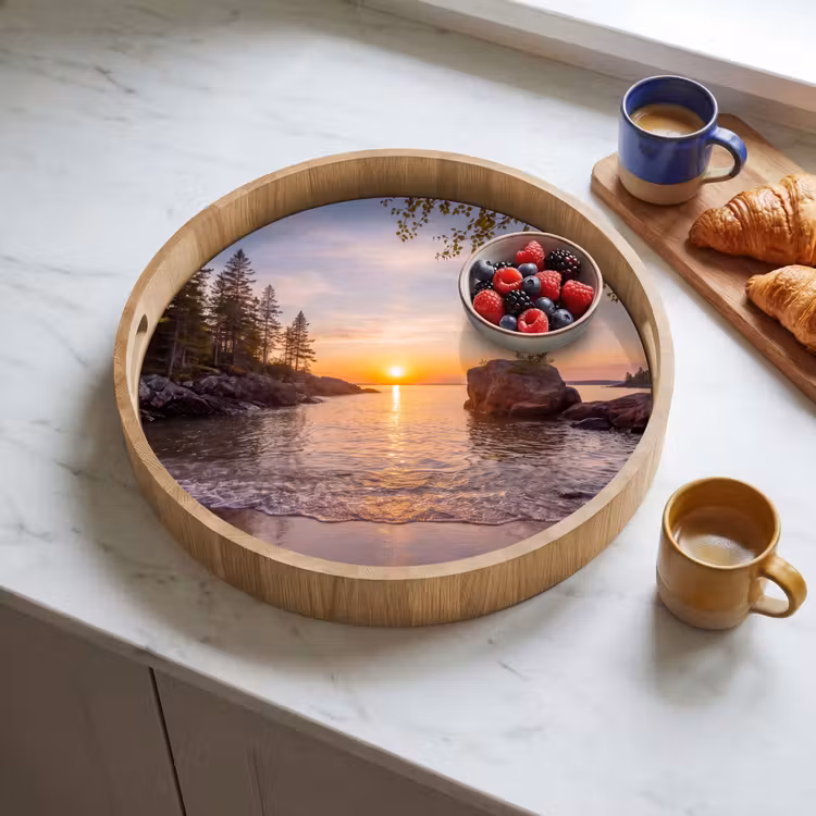 Dienblad - Zonsondergang - Kust - Water - Natuur - Oranje — 4