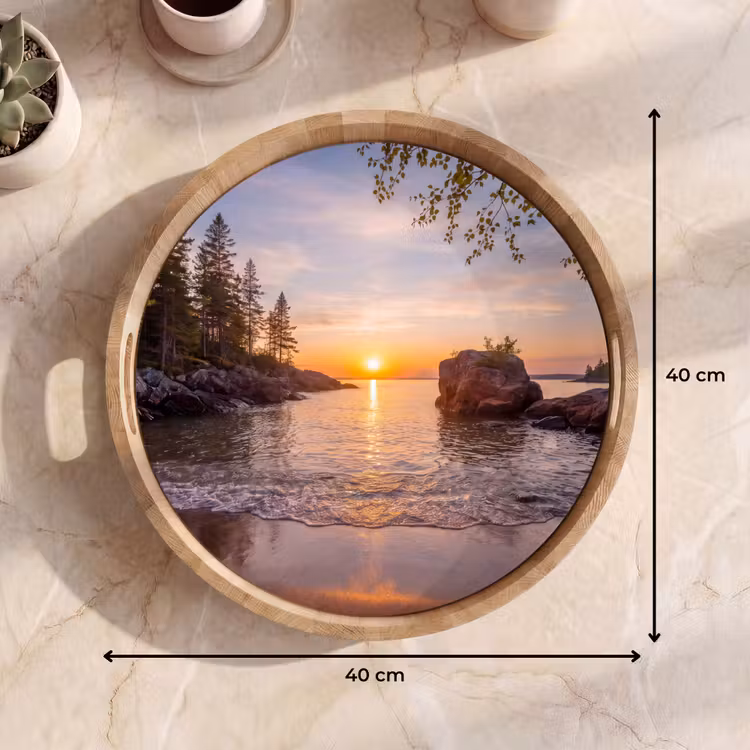 Dienblad - Zonsondergang - Kust - Water - Natuur - Oranje — 9