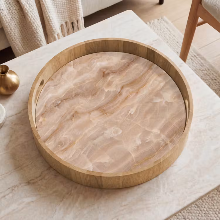 Dienblad - Steen - Ader - Natuur - Modern - Beige — 2