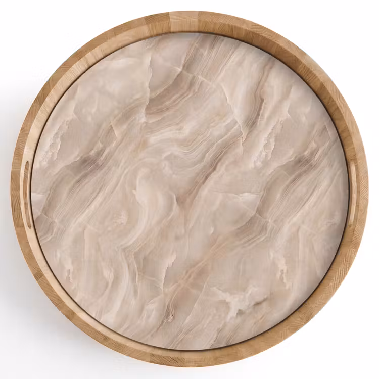 Dienblad - Steen - Golvend - Abstract - Beige — 1