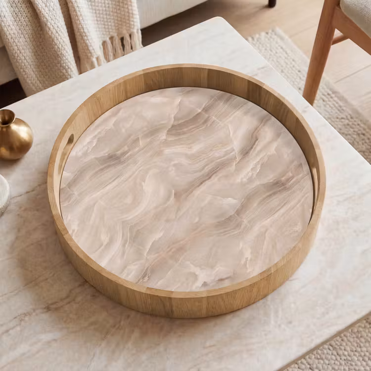Dienblad - Steen - Golvend - Abstract - Beige — 2