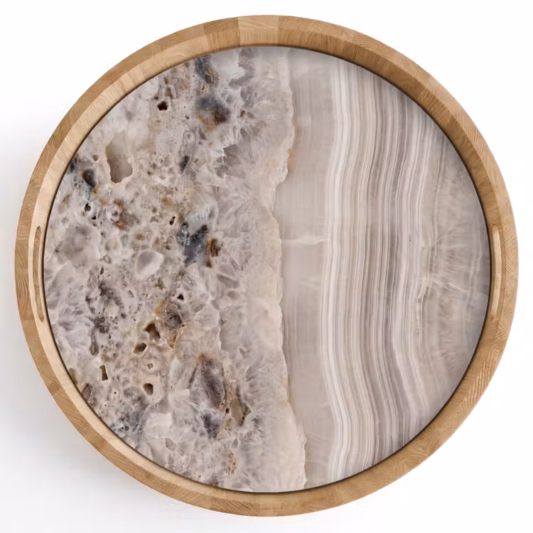 Dienblad - Steen - Textuur - Abstract - Beige - Wit — 1