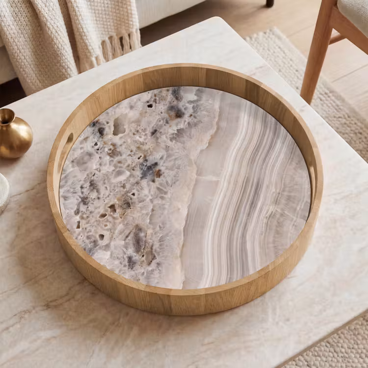 Dienblad - Steen - Textuur - Abstract - Beige - Wit — 2