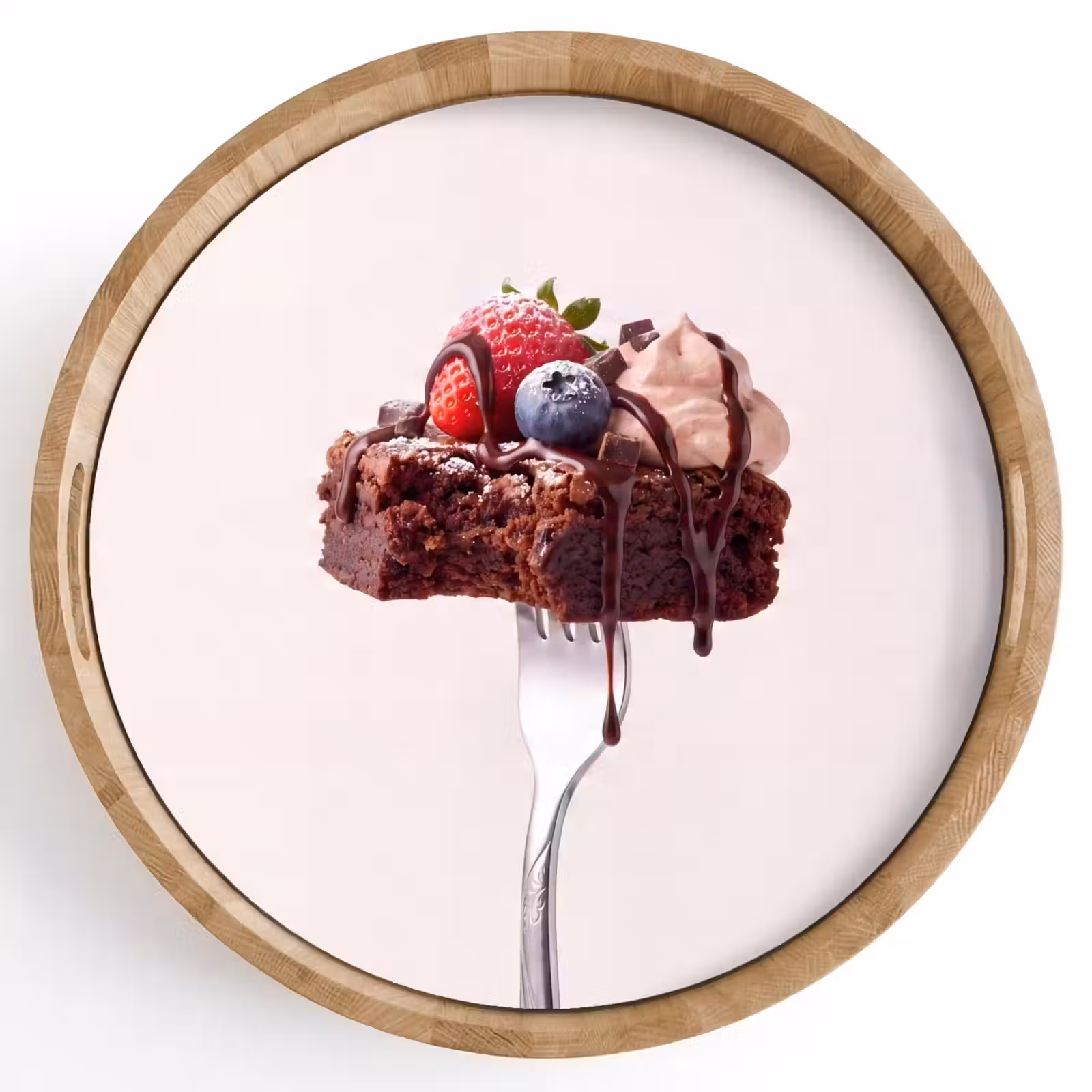 Dienblad - Vork - brownie - aardbei — 1