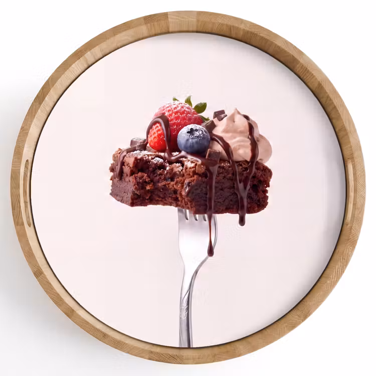 Dienblad - Vork - brownie - aardbei — 1