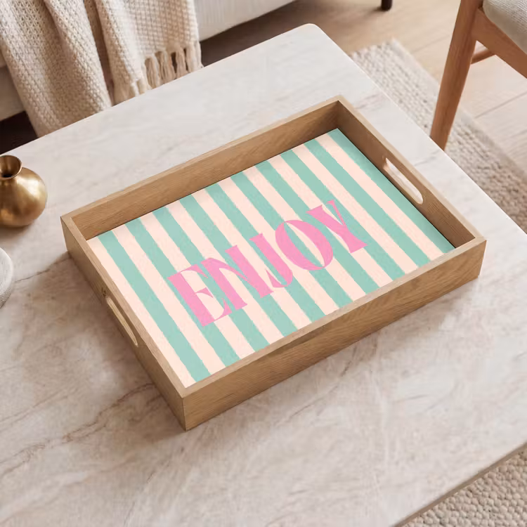 Dienblad - Roze - Groen - Strepen - Enjoy — 2
