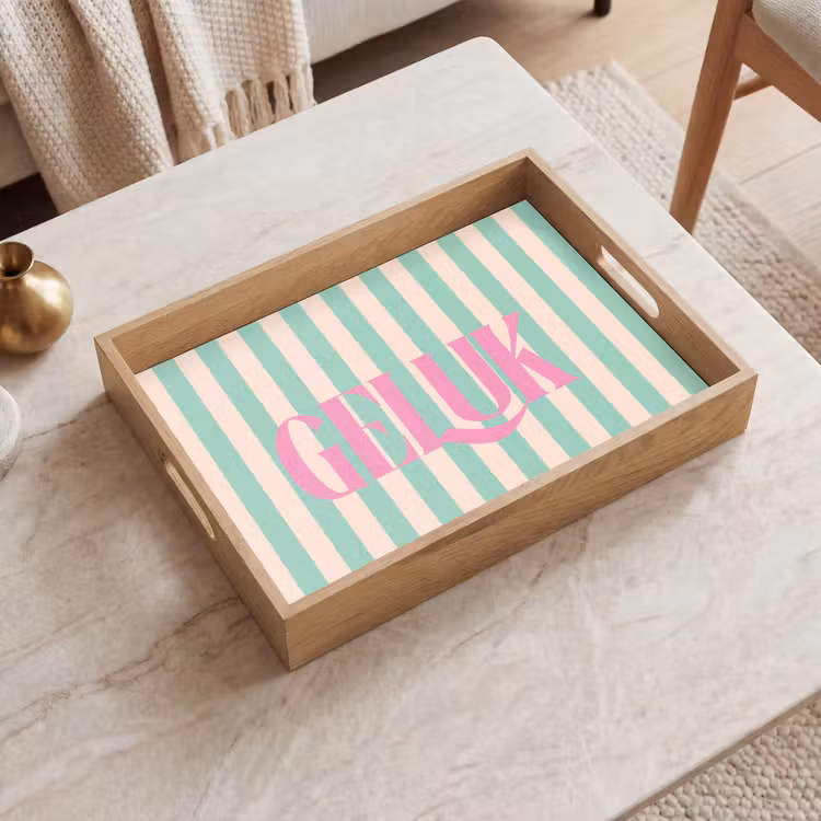 Dienblad - Roze - Groen - Strepen - Geluk — 2