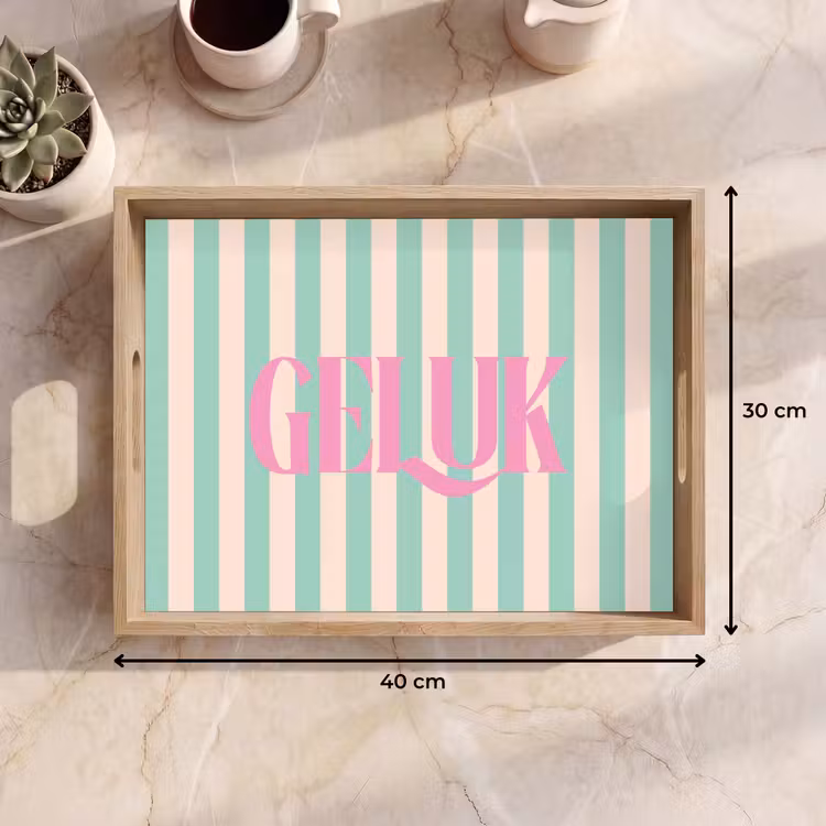 Dienblad - Roze - Groen - Strepen - Geluk — 9