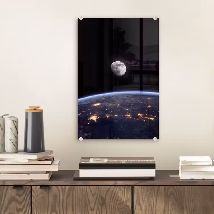 Glas schilderij - Aarde - Nacht - Ruimte — 2