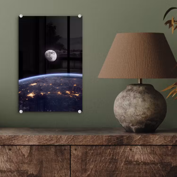 Glas schilderij - Aarde - Nacht - Ruimte — 4