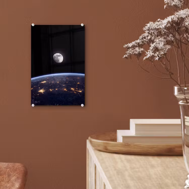Glas schilderij - Aarde - Nacht - Ruimte — 6