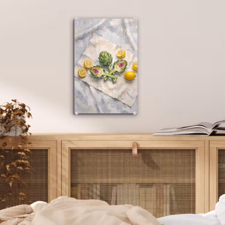 Glas schilderij - Artisjok - Citroen - Eten — 5