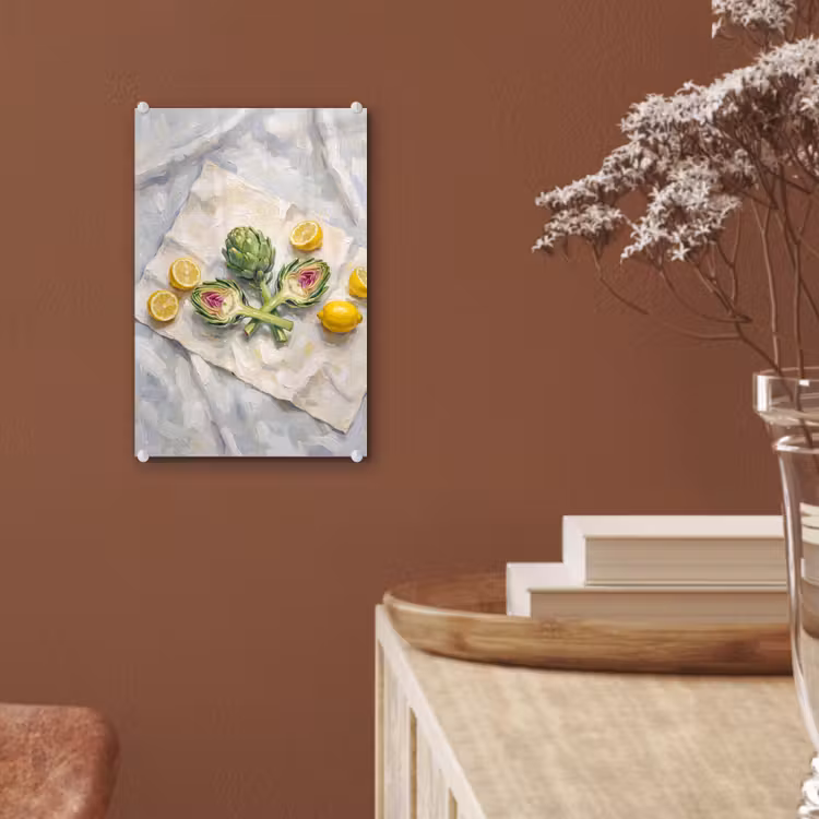 Glas schilderij - Artisjok - Citroen - Eten — 6