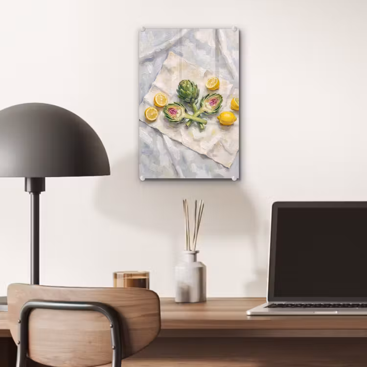 Glas schilderij - Artisjok - Citroen - Eten — 7