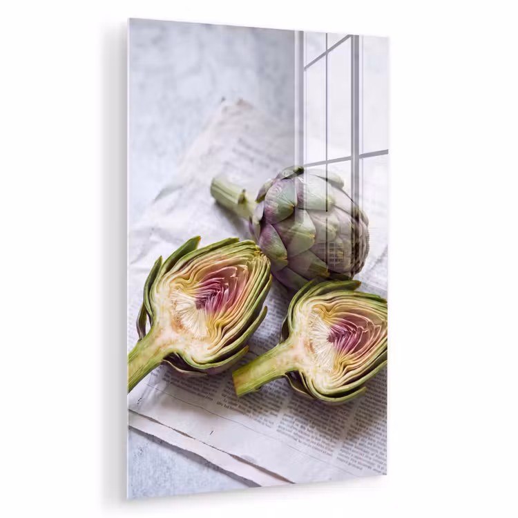 Glas schilderij - Artisjok - Doorgesneden - Eten — 1