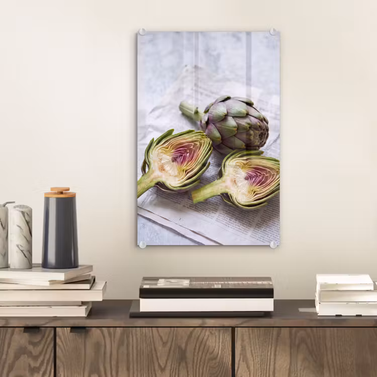 Glas schilderij - Artisjok - Doorgesneden - Eten — 2