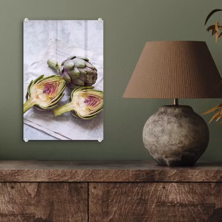 Glas schilderij - Artisjok - Doorgesneden - Eten — 4