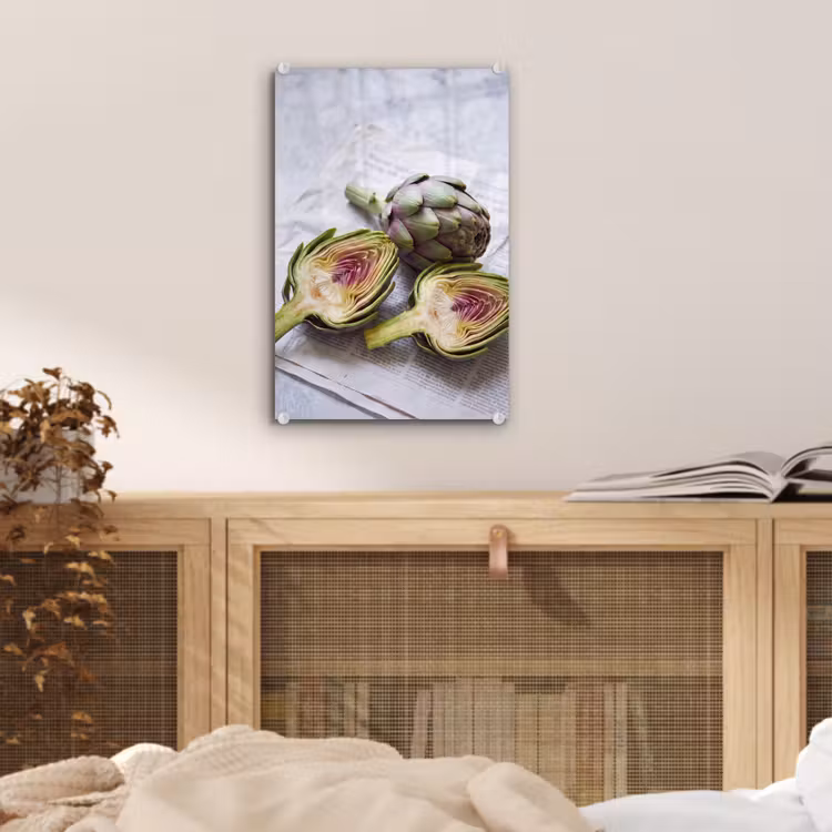 Glas schilderij - Artisjok - Doorgesneden - Eten — 5