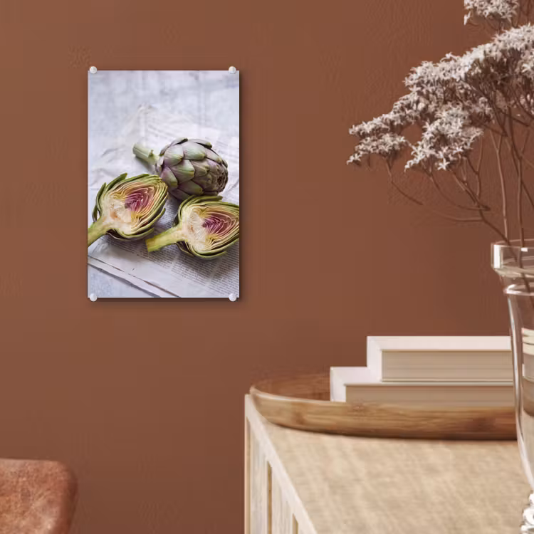 Glas schilderij - Artisjok - Doorgesneden - Eten — 6