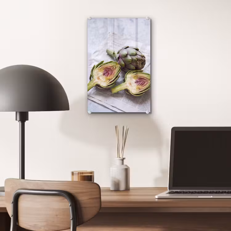 Glas schilderij - Artisjok - Doorgesneden - Eten — 7