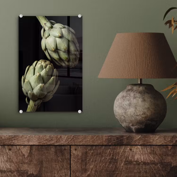 Glas schilderij - Artisjok - Groen - Eten — 4