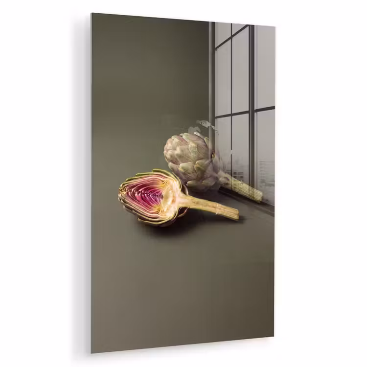 Glas schilderij - Artisjok - Paars - Voedsel — 1
