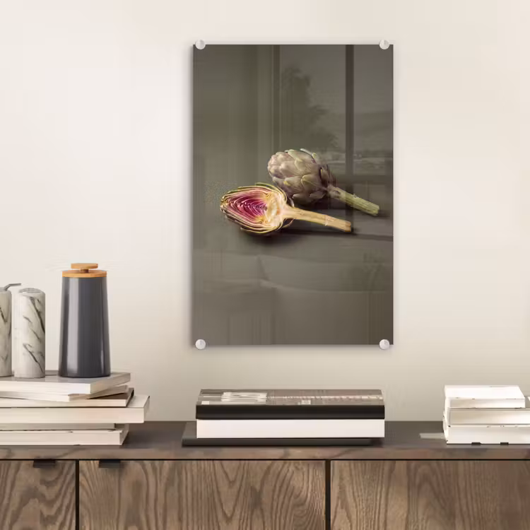 Glas schilderij - Artisjok - Paars - Voedsel — 2