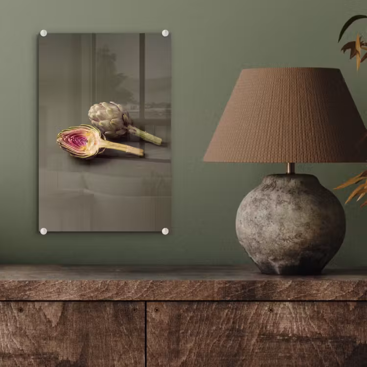Glas schilderij - Artisjok - Paars - Voedsel — 4