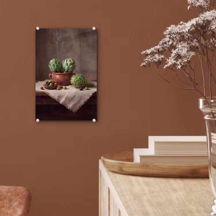 Glas schilderij - Artisjokken - Olijven - Eten — 6