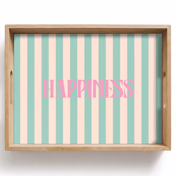 Dienblad - Roze - Groen - Strepen - Happiness — 1