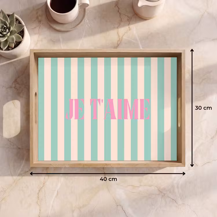 Dienblad - Roze - Groen - Strepen - Je t'aime — 9