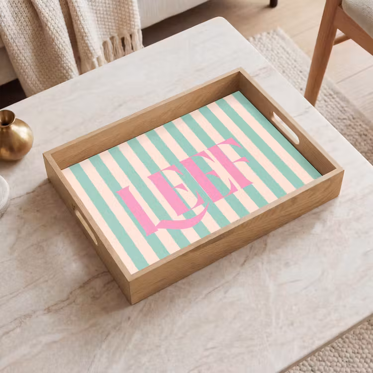 Dienblad - Roze - Groen - Strepen - Leef — 2