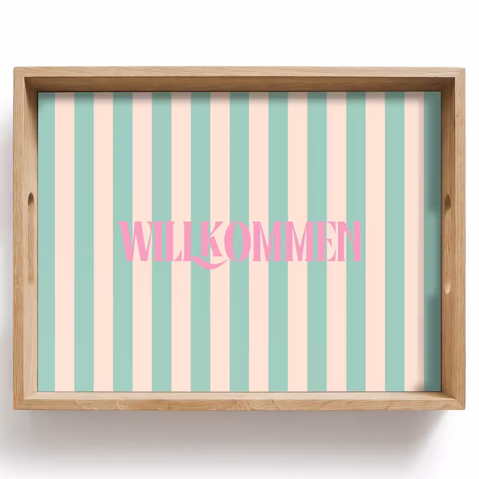 Dienblad - Roze - Groen - Strepen - Willkommen — 1