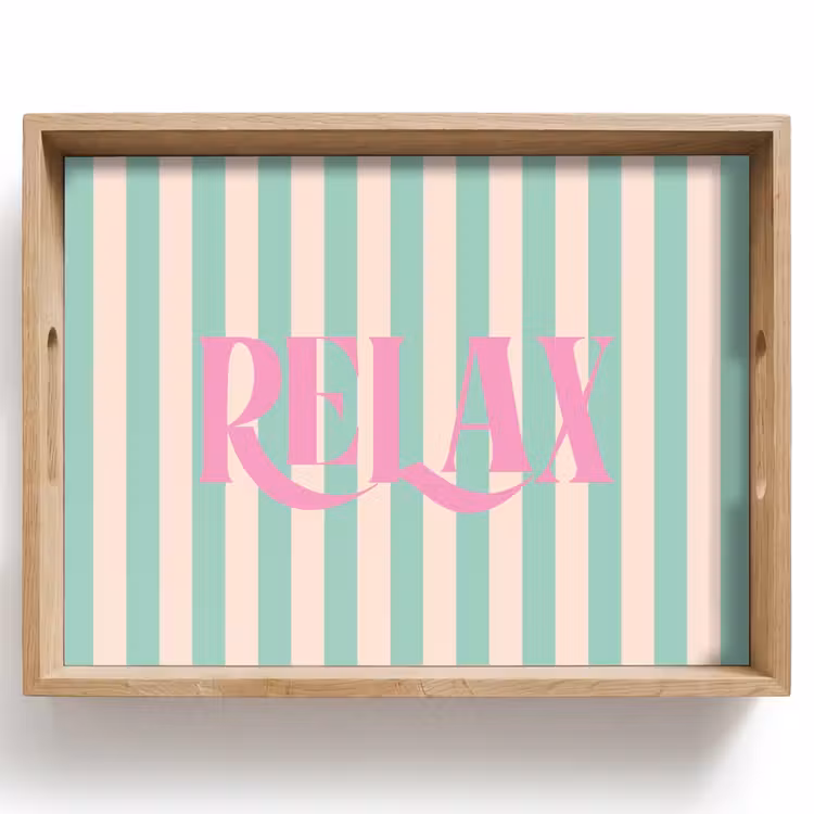 Dienblad - Roze - Groen - Strepen - Relax — 1