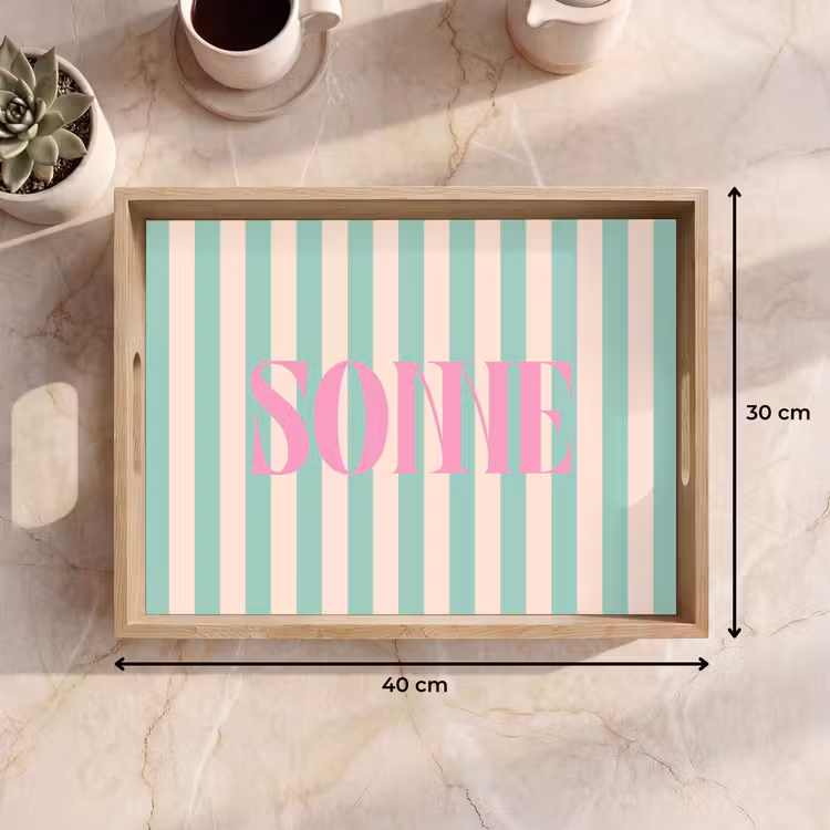 Dienblad - Roze - Groen - Strepen - Sonne — 9