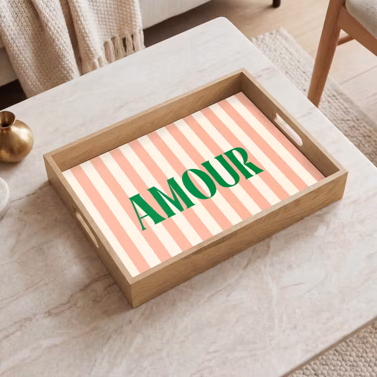 Dienblad - Zachtroze - Groen - Strepen - Amour — 2