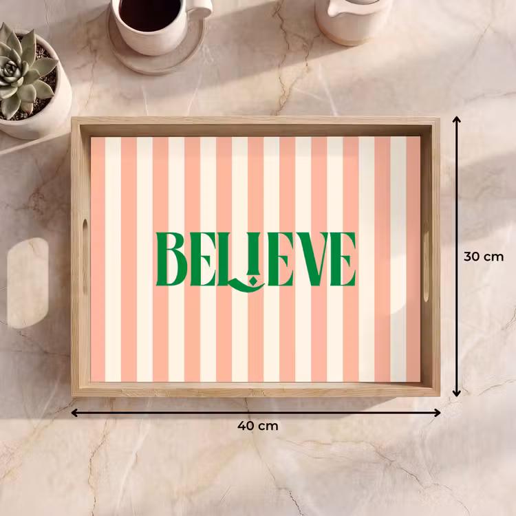 Dienblad - Zachtroze - Groen- Strepen - Believe — 9