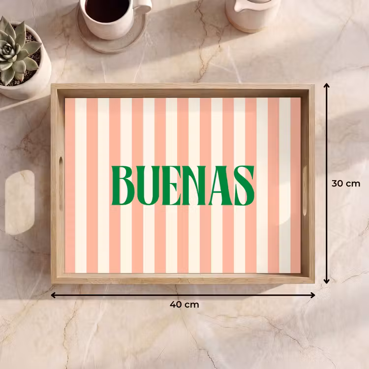 Dienblad - Zachtroze - Groen - Strepen - Buenas — 9