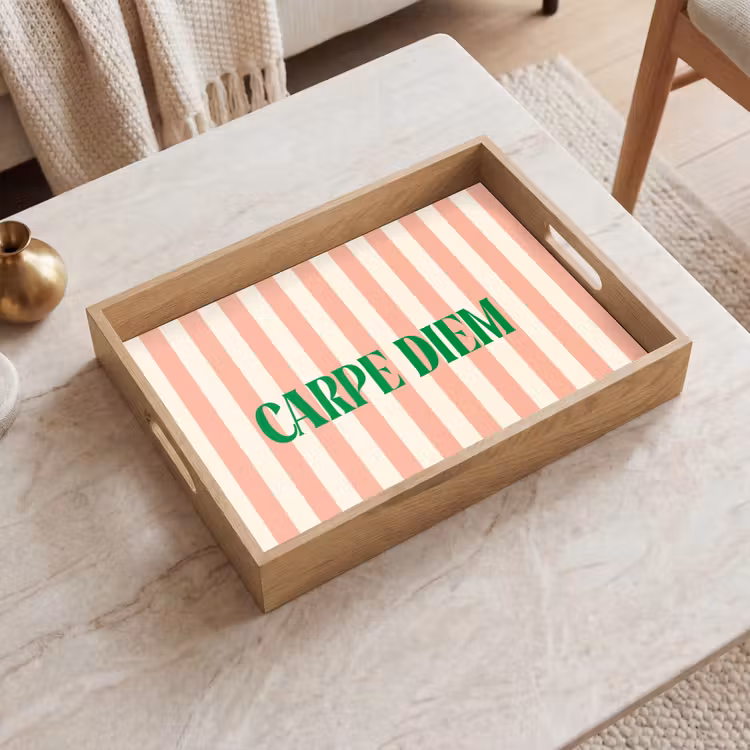 Dienblad - Zachtroze - Groen - Strepen - Carpe Diem — 2