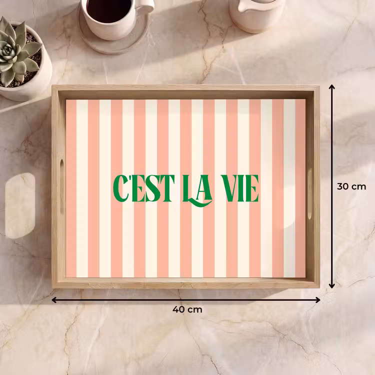 Dienblad - Zachtroze - Groen - Strepen - C'est La Vie — 9